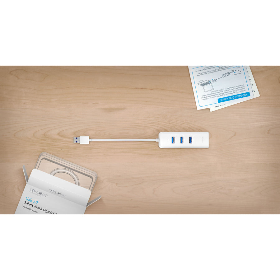 TP-Link (UE330) - USB 3.0 to Ethernet Adapter, Portable 3-port USB Hub with 1 Gigabit
