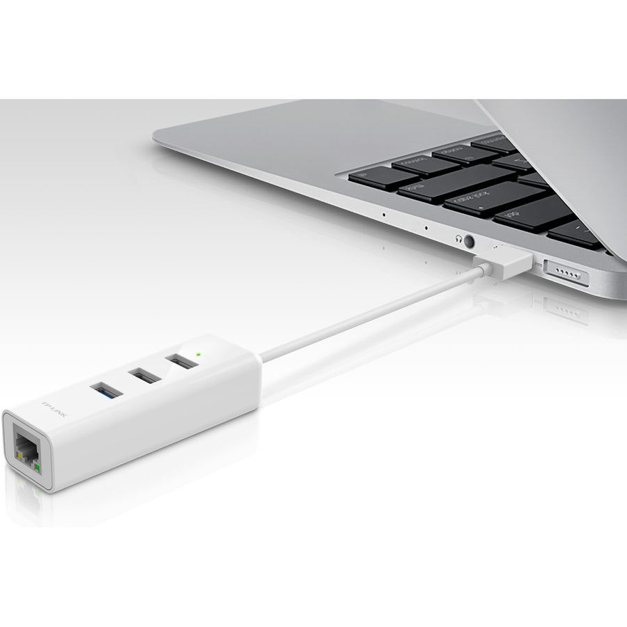 TP-Link (UE330) - USB 3.0 to Ethernet Adapter, Portable 3-port USB Hub with 1 Gigabit