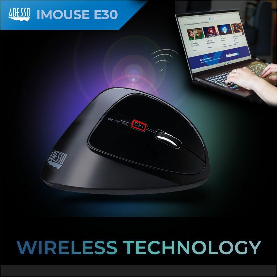 Adesso 2.4 GHz Wireless Vertical Programmable Mouse