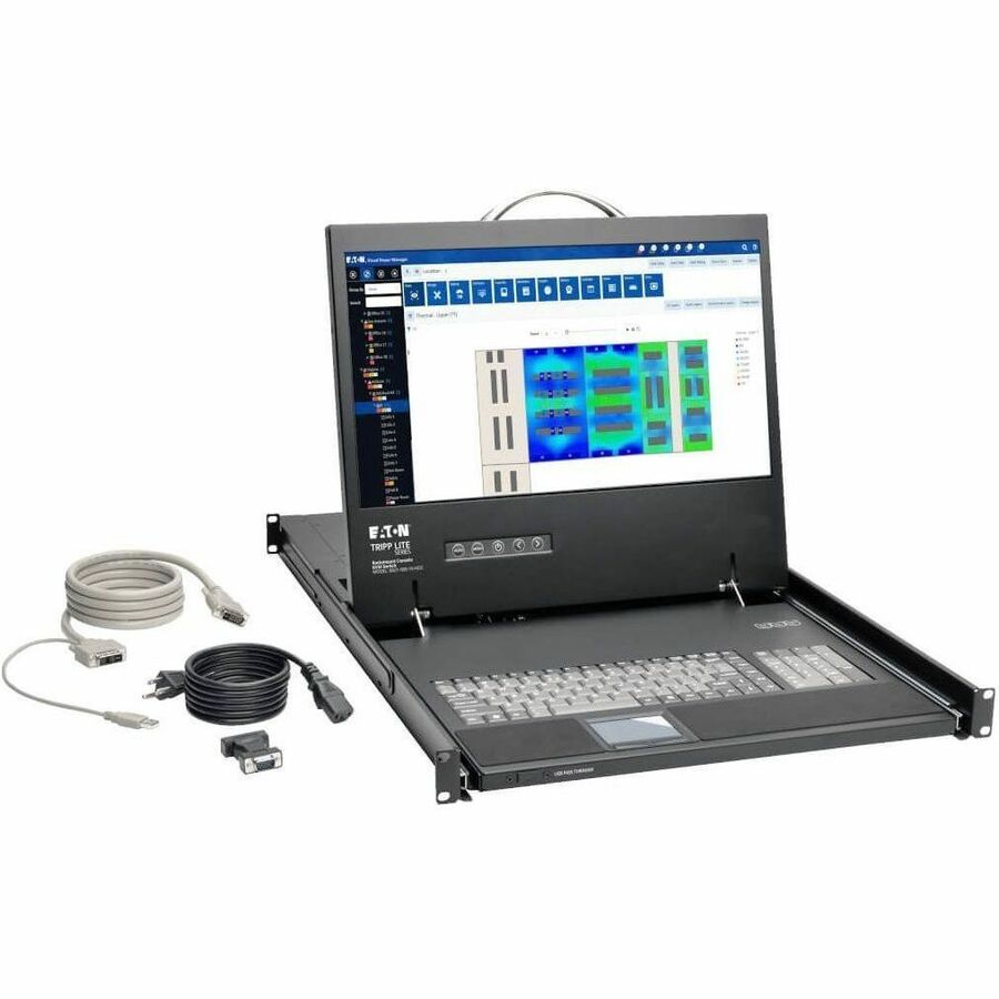 Eaton Tripp Lite Series 1U Rack-Mount Console with 19 in. LCD, 1920 x 1080 (1080p), DVI or VGA Video, TAA
