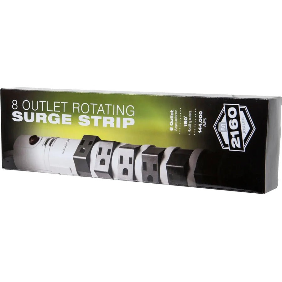 Monoprice 8-Outlet Rotating Surge Protector Power Strip - 2160 Joules