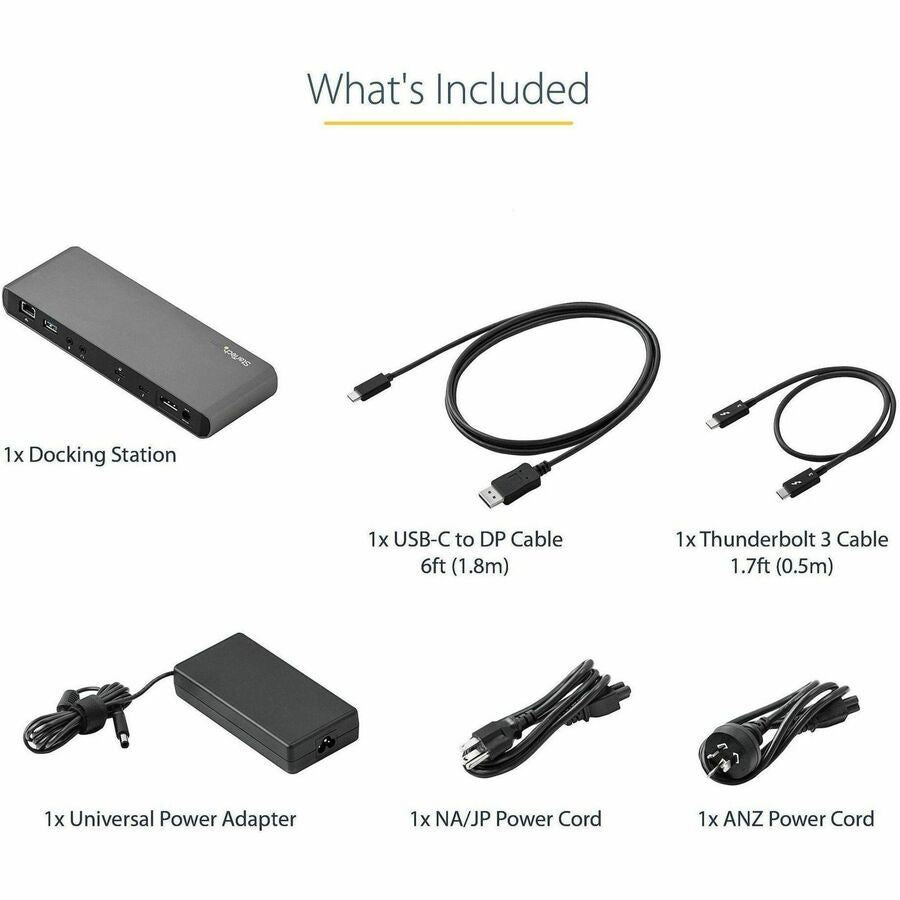 StarTech.com Thunderbolt 3 Dock - Dual Monitor 4K 60Hz TB3 Laptop Docking Station with DisplayPort - 85W Power Delivery - 3x USB 3.0, GbE