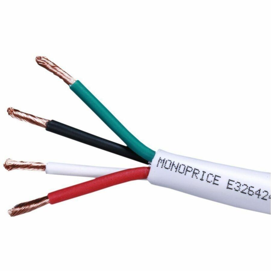 Monoprice Speaker Wire, CL2 Rated, 4-Conductor, 14AWG, 1000ft, White
