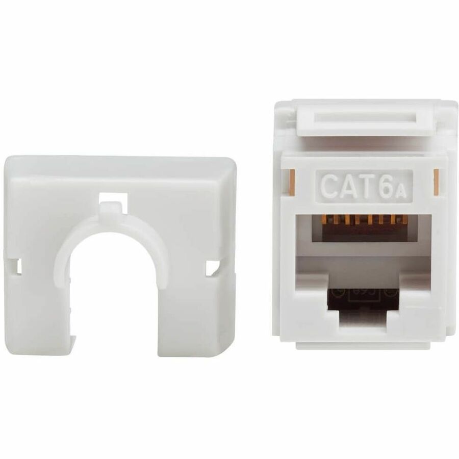 Eaton Tripp Lite Series Cat6a Keystone Jack - 4PPoE Compliant, 110/Krone, 568A/B, RJ45 Ethernet, White, TAA