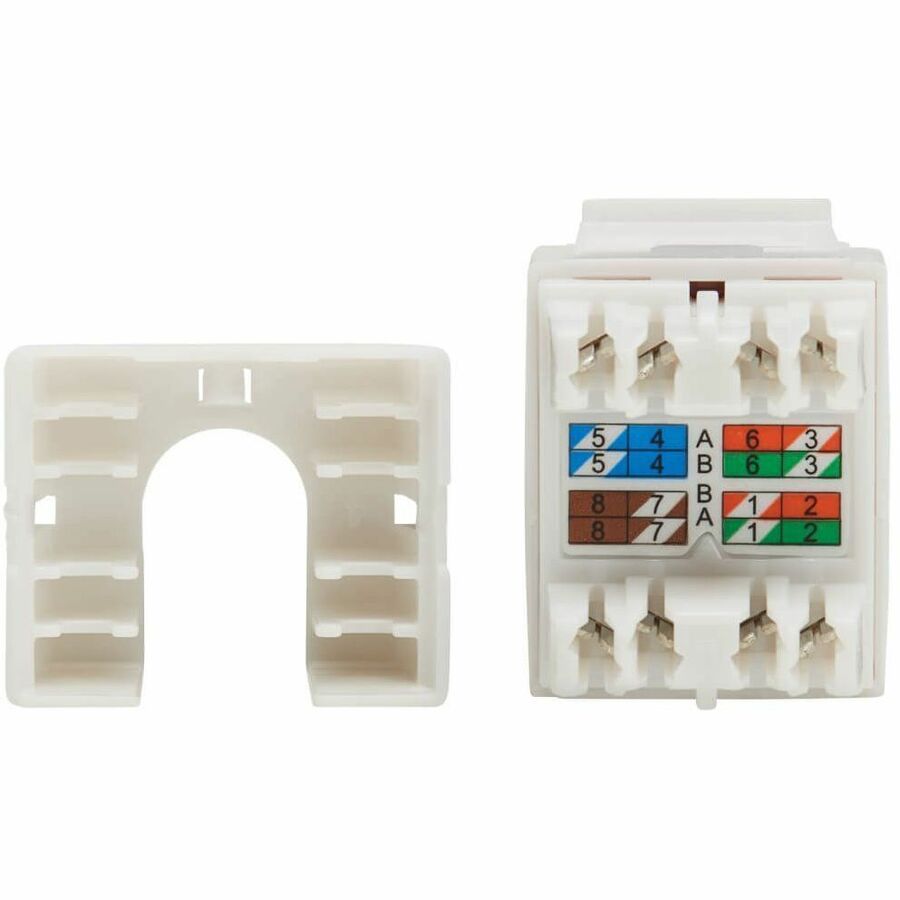 Eaton Tripp Lite Series Cat6a Keystone Jack - 4PPoE Compliant, 110/Krone, 568A/B, RJ45 Ethernet, White, TAA