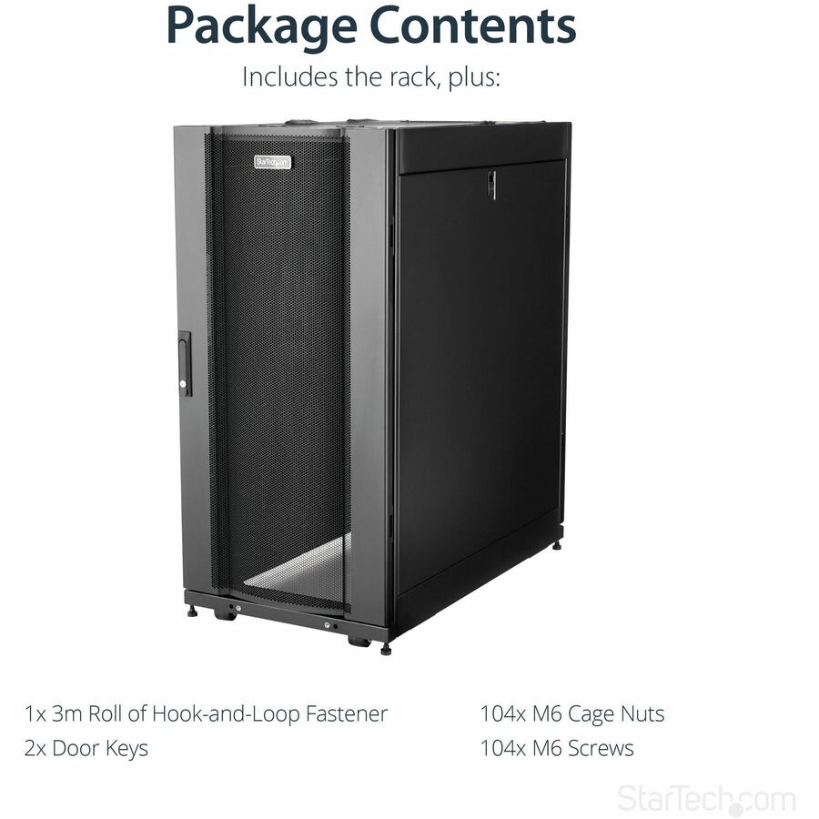 StarTech.com 4-Post 25U Server Rack Cabinet, 19" Data Rack Cabinet for Computer / IT Equipment, Home Network Rack, Half Height Server Rack