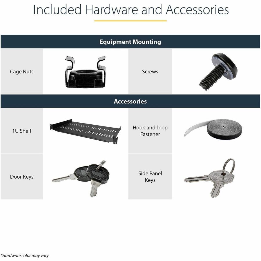 StarTech.com 4-Post 12U Wall Mount Network Cabinet, 19" Hinged Wall-Mounted Server Rack for IT Equipment, Flexible Lockable Rack Enclosure