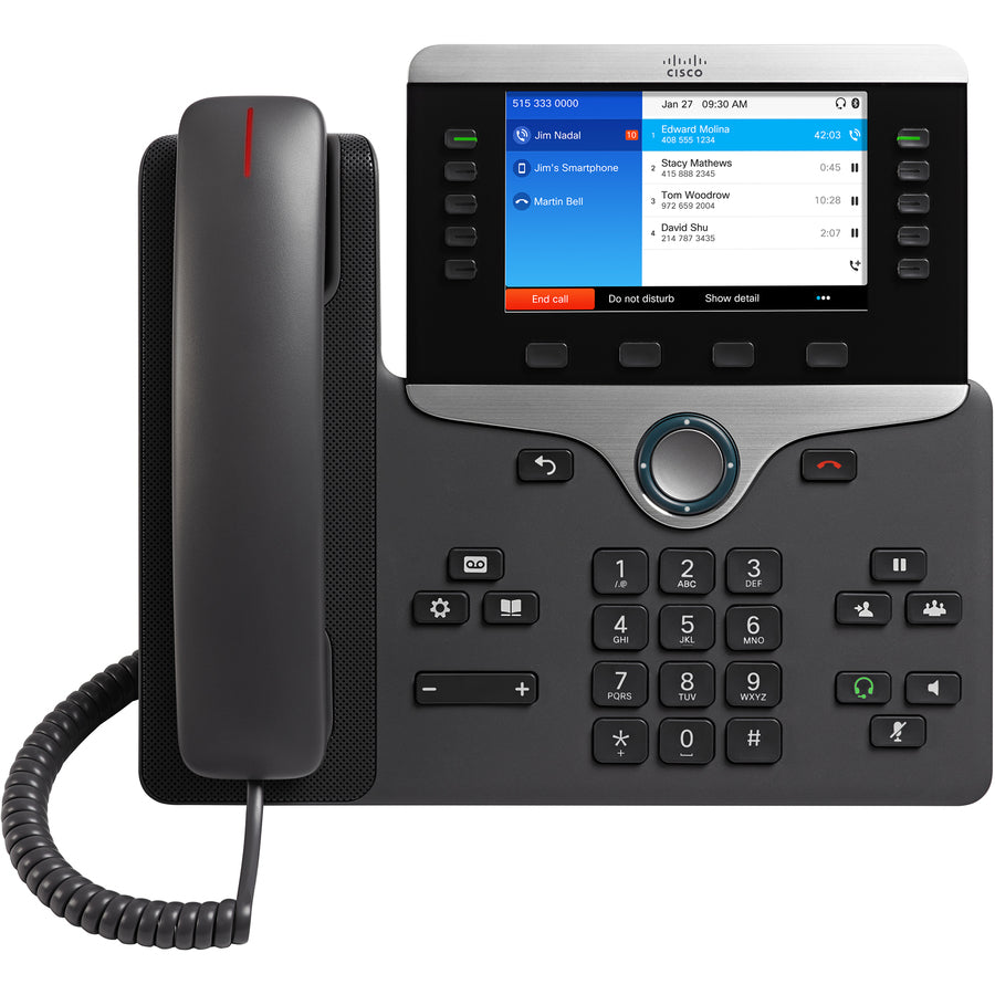 Cisco 8851 IP Phone - Refurbished - Corded - Corded - Tabletop, Wall Mountable - Charcoal