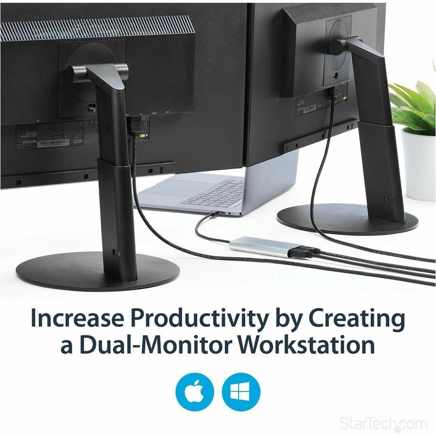 StarTech.com Thunderbolt 3 to Dual HDMI 2.0 Adapter - 4K 60Hz Dual Monitor TB3 HDMI Video Adapter - Thunderbolt 3 Certified -Mac & Windows