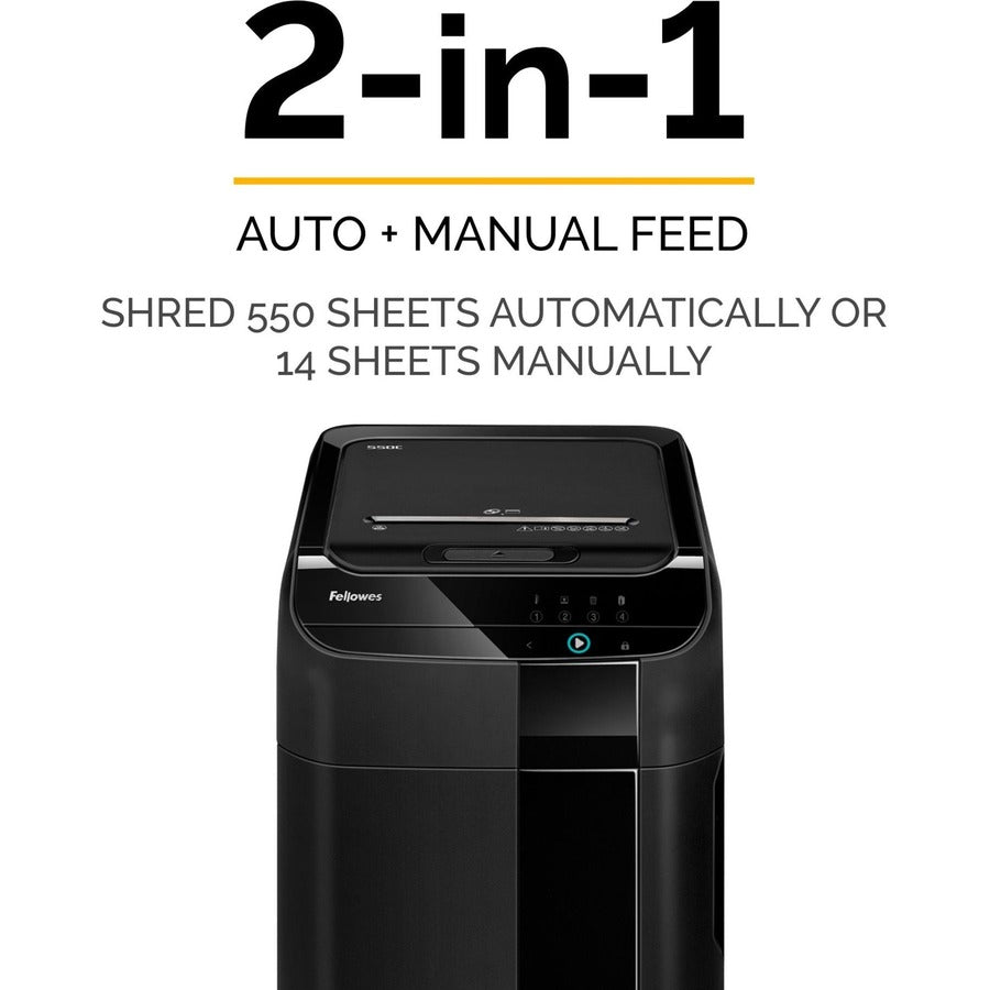 Fellowes® AutoMax 550C Cross Cut, Auto Feed 2-in-1 Heavy Duty Commercial Paper Shredder with SilentShred™