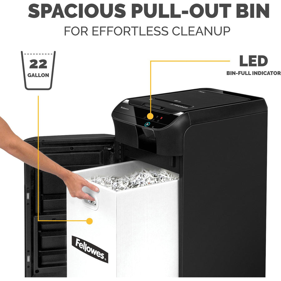 Fellowes® AutoMax 550C Cross Cut, Auto Feed 2-in-1 Heavy Duty Commercial Paper Shredder with SilentShred™