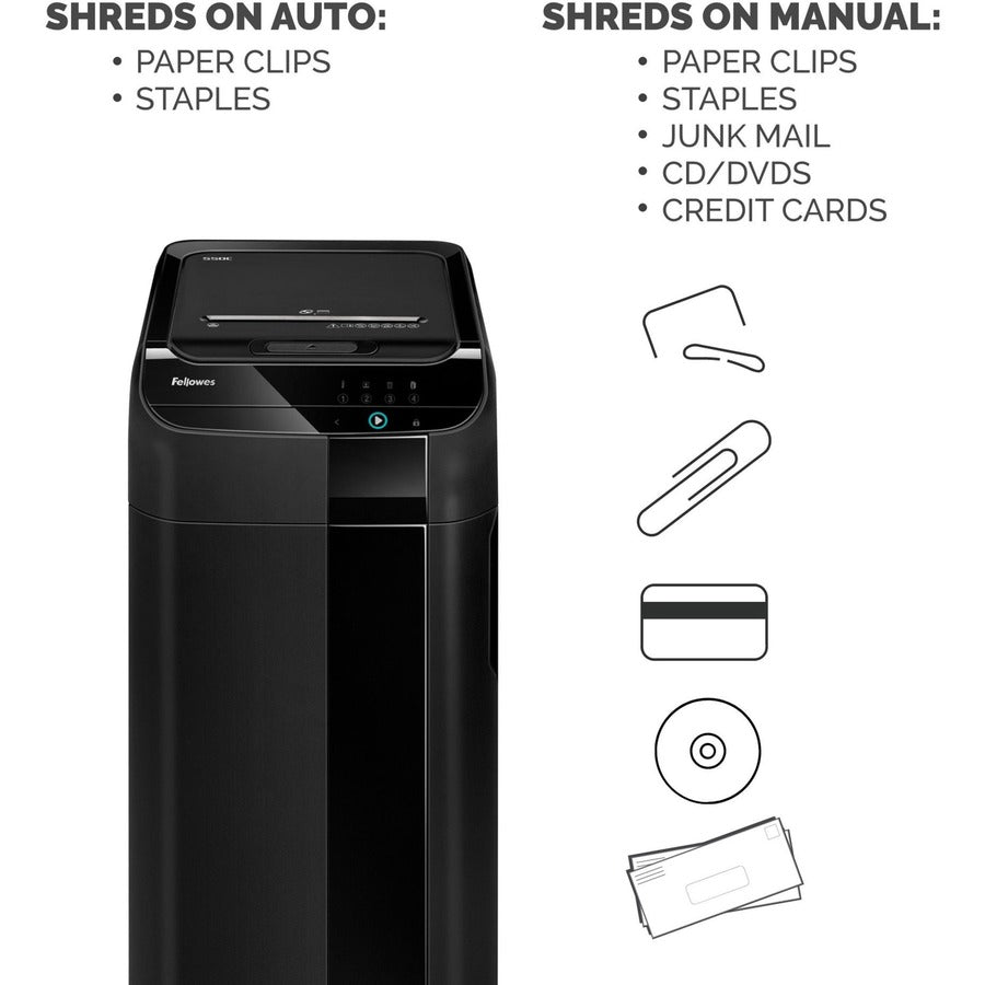 Fellowes® AutoMax 550C Cross Cut, Auto Feed 2-in-1 Heavy Duty Commercial Paper Shredder with SilentShred™