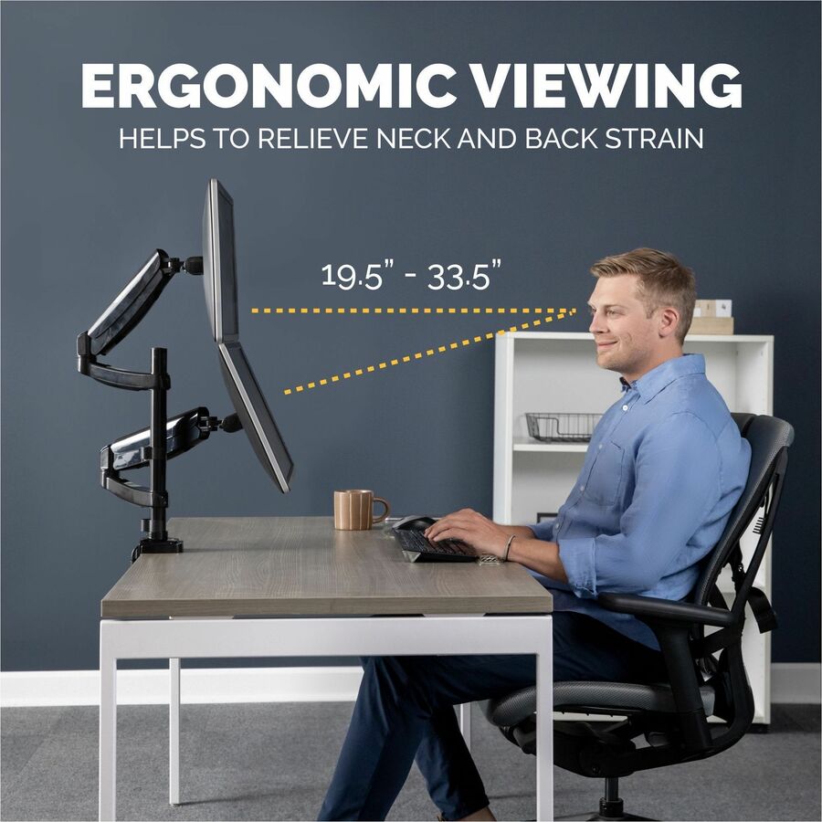 Fellowes Platinum Series High Quality Dual and Dual Stacking Monitor Arm for 27 Inch(stacking) and 32 Inch(side by side) Monitors, Full Motion, 360° Rotation, VESA Mount with Grommet or Clamp, USB Ports, Ergonomic, Black