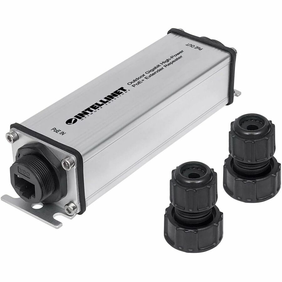 Intellinet Network Solutions Outdoor Gigabit High-Power PoE+ Extender Repeater, Extends Range Beyond the 328 ft (100 m) Limit, Metal Housing, IP65