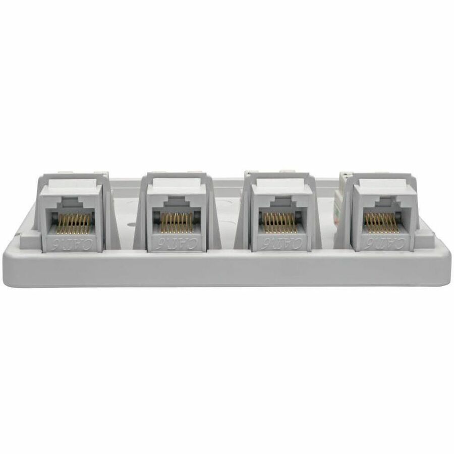 Eaton Tripp Lite Series Pre-Configured Unshielded Cat6 4-Port Surface-Mount Box, 110 IDC, RJ45, White