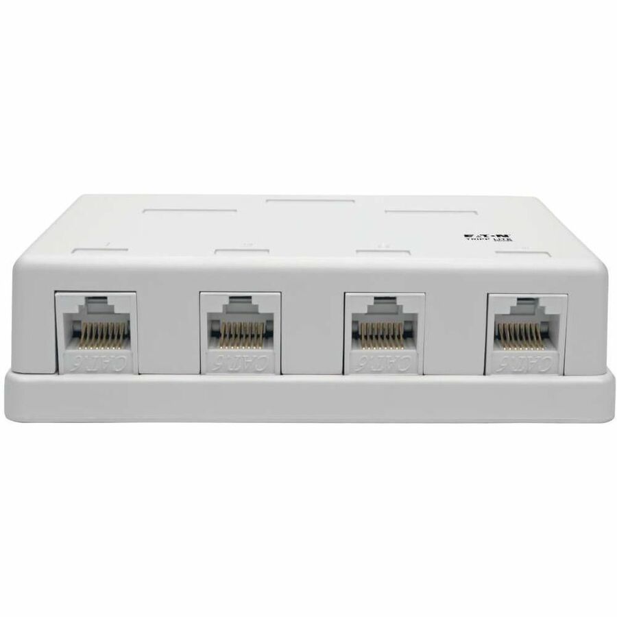 Eaton Tripp Lite Series Pre-Configured Unshielded Cat6 4-Port Surface-Mount Box, 110 IDC, RJ45, White