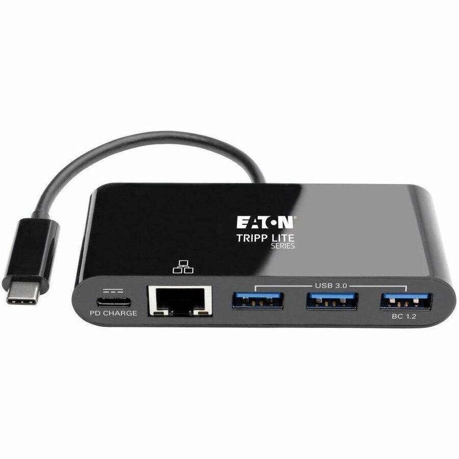 Eaton Tripp Lite Series 3-Port USB-C Hub - USB 3.x (5Gpbs) Hub Ports, Gigabit Ethernet, 60W PD Charging, Black