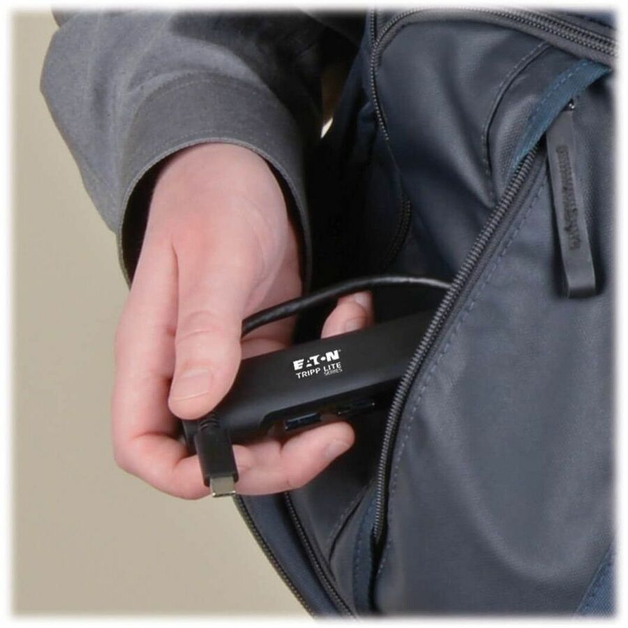 Eaton Tripp Lite Series 3-Port USB 3.x (5Gbps) Hub with LAN Port, USB-C to 3x USB-A Ports and Gigabit Ethernet, Black