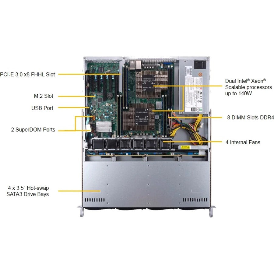 Supermicro SuperServer 6019P-MT Server Barebone System - 1U Rack-mountable - Socket P LGA-3647 - 2 x Processor Support