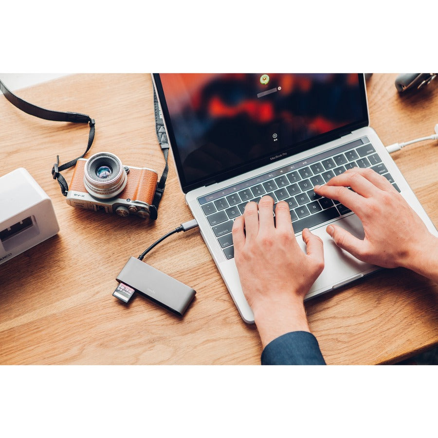 Moshi USB-C Multimedia Adapter, HDMI 4K up to 30 Hz, USB-A x2, SD Card Reader, Aluminum Casings, Works with MacBook, MacBook Air, MacBook Pro, Surface