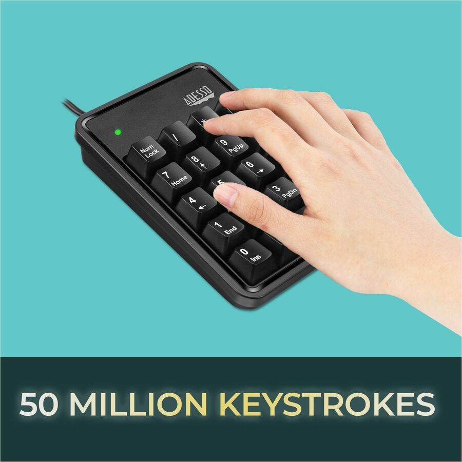 Adesso 19-Key Mechanical Keypad with 3-Port USB Hub