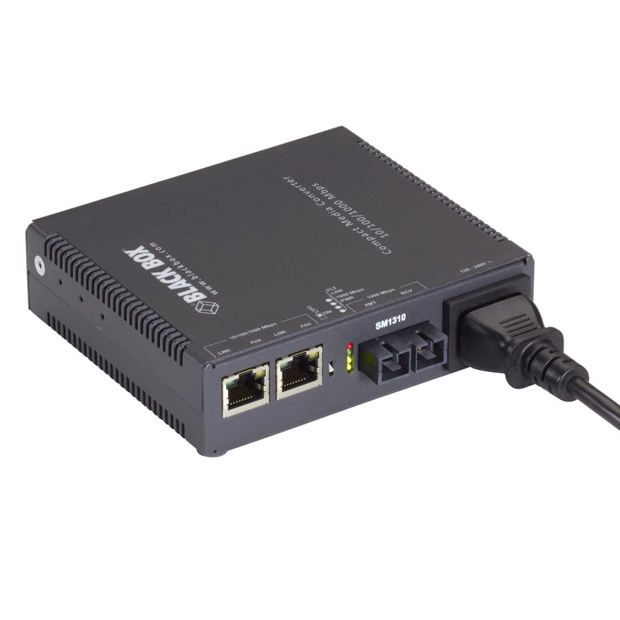 Black Box Compact Media Converter Gigabit Ethernet Single Mode 1310nm 10km SC