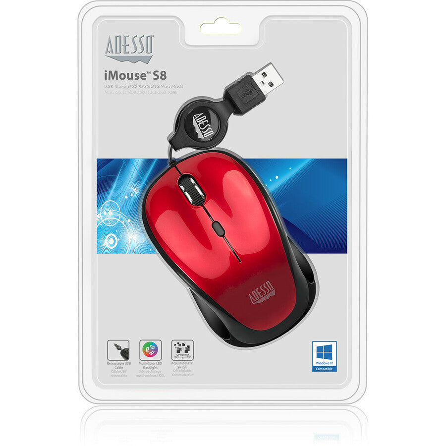 Adesso iMouse S8R - USB Illuminated Retractable Mini Mouse