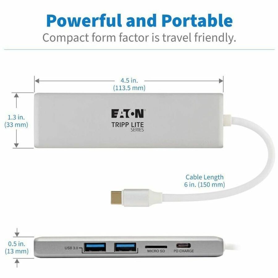 Eaton Tripp Lite Series USB-C Dock - 4K HDMI, USB 3.x (5Gbps), USB-A Hub Ports, Memory Card, 60W PD Charging