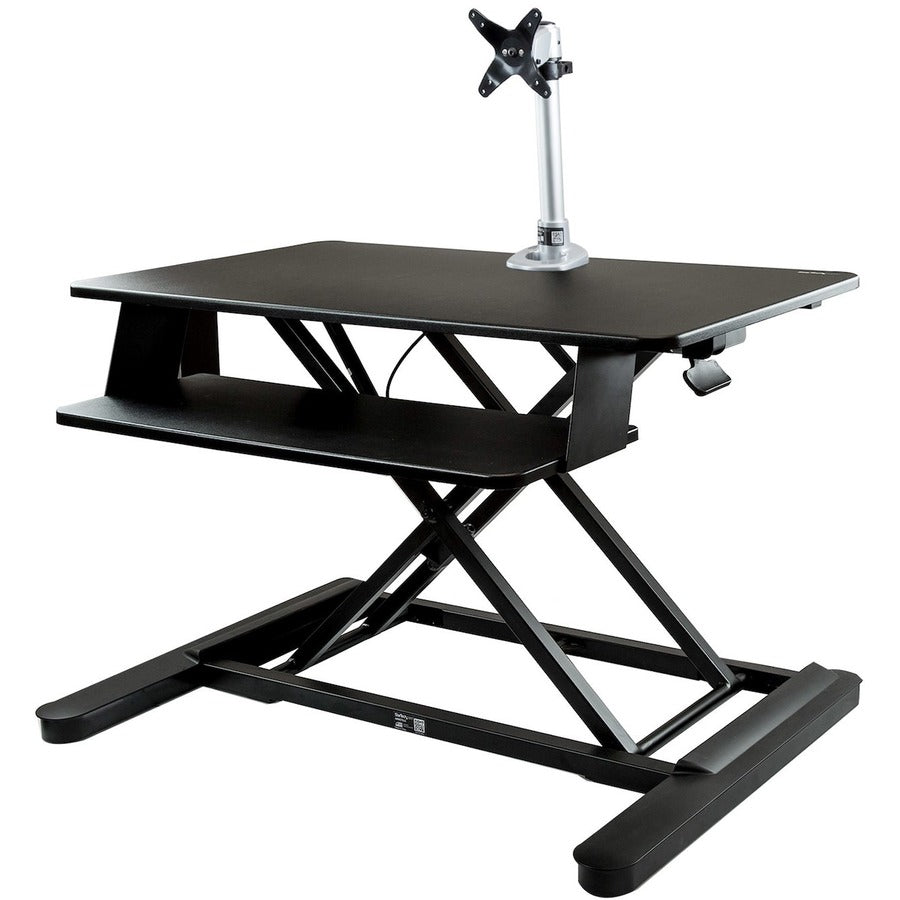 StarTech.com Sit-Stand Desk Converter with Monitor Arm - 35" Wide - Height Adjustable Standing Desk Solution - Arm for up to 30" Monitor