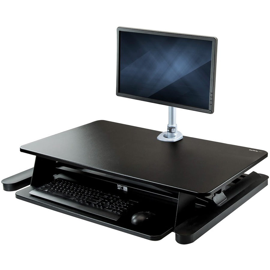 StarTech.com Sit-Stand Desk Converter with Monitor Arm - 35" Wide - Height Adjustable Standing Desk Solution - Arm for up to 30" Monitor