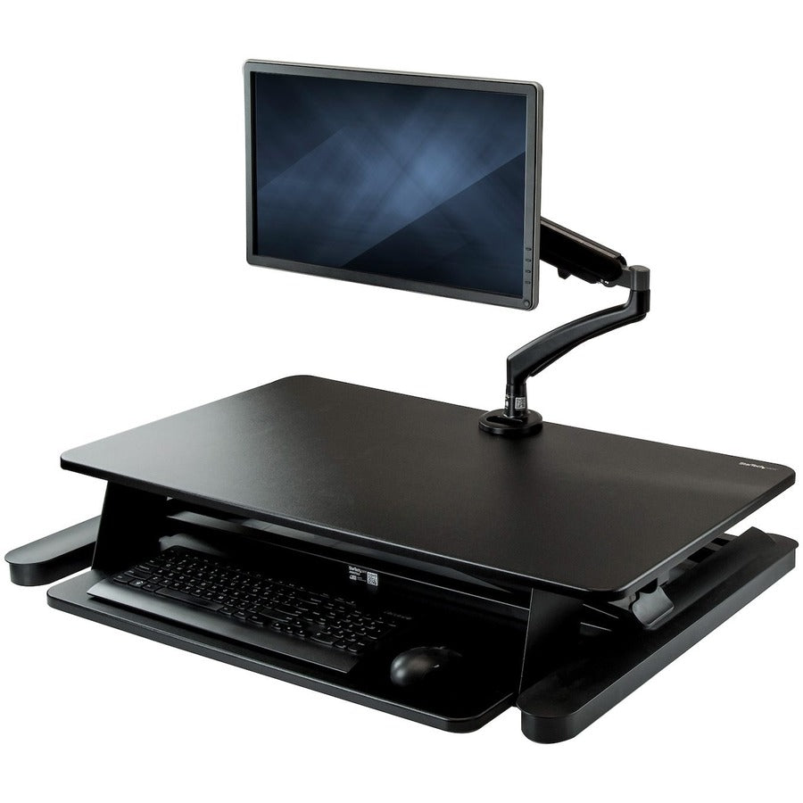 StarTech.com Sit-Stand Desk Converter with Monitor Arm - Up to 26" Monitor - 35†Wide Work Surface - Height Adjustable Standing Desk Converter