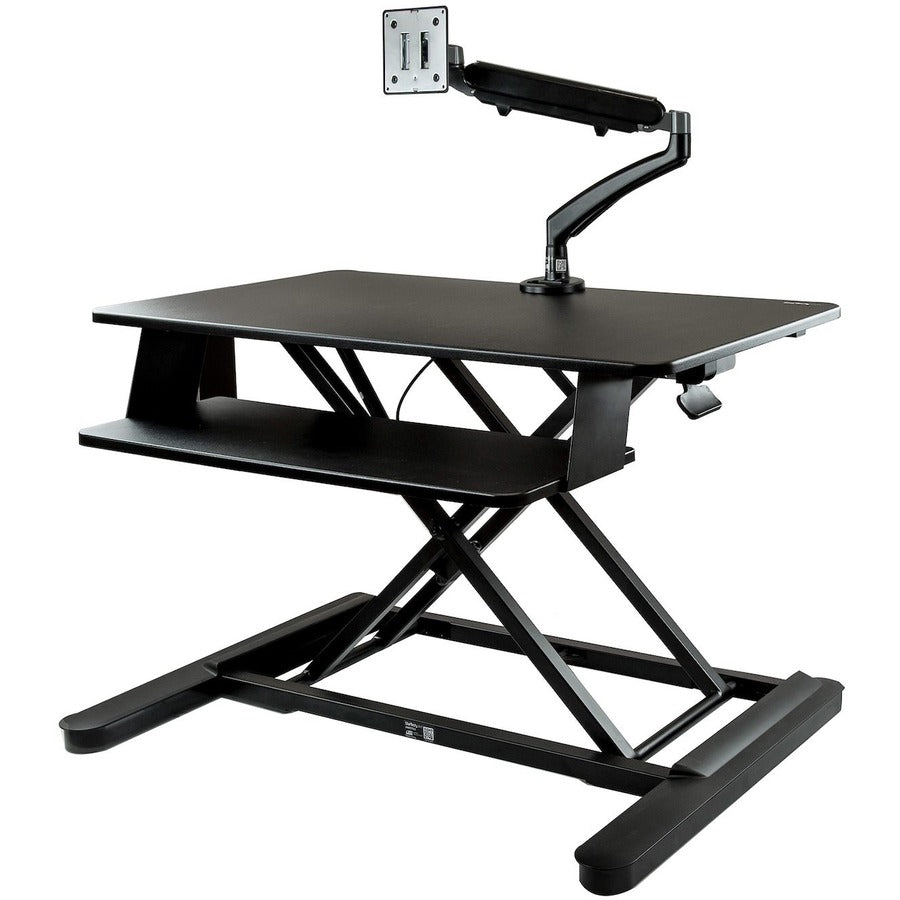 StarTech.com Sit-Stand Desk Converter with Monitor Arm - Up to 26" Monitor - 35†Wide Work Surface - Height Adjustable Standing Desk Converter