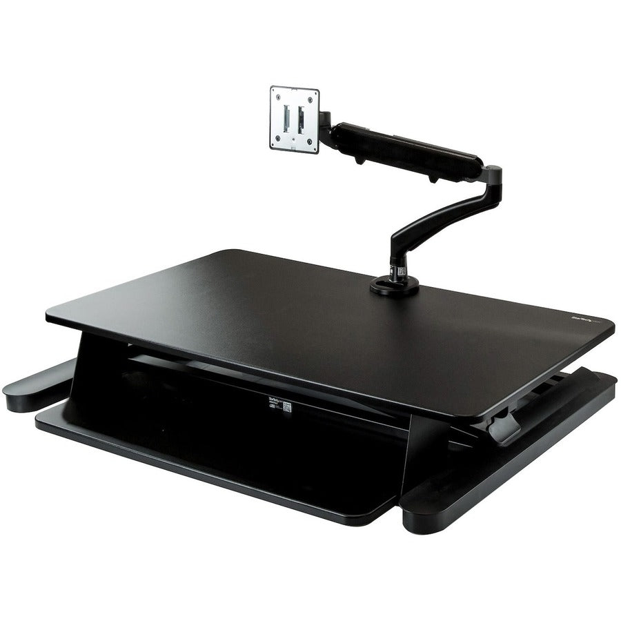 StarTech.com Sit-Stand Desk Converter with Monitor Arm - Up to 26" Monitor - 35†Wide Work Surface - Height Adjustable Standing Desk Converter
