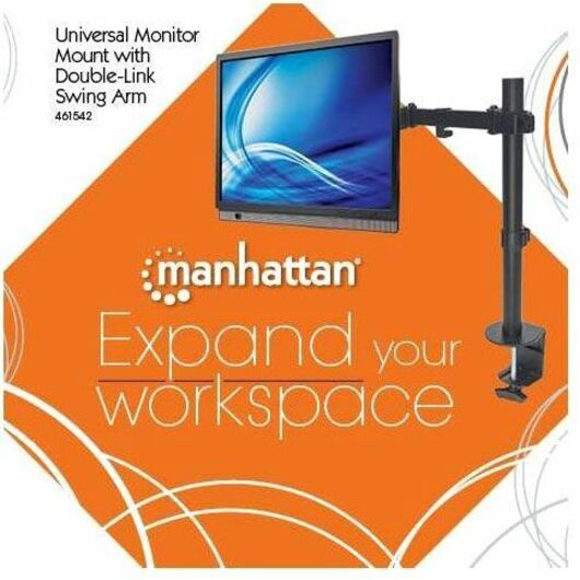 Manhattan 461542 Desk Mount for Monitor, LCD Monitor, Display, TV, Display Screen, LCD Display - Black