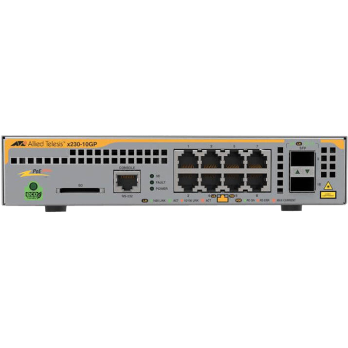 Allied Telesis L3 Switch with 8 x 10/100/1000T PoE Ports and 2 x 100/1000X SFP Ports