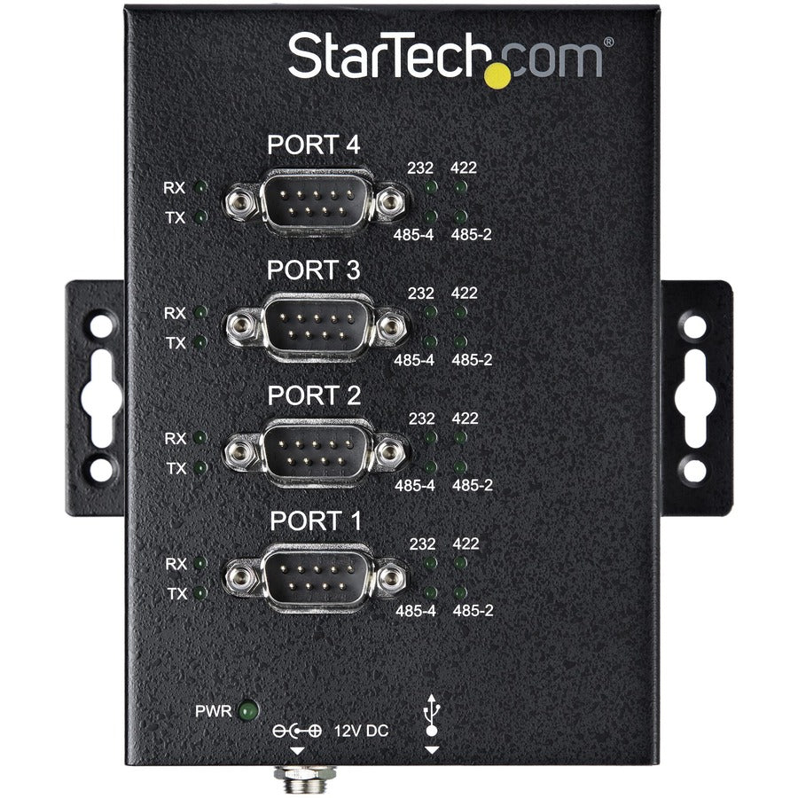 StarTech.com USB to RS232/RS485/RS422 4 Port Serial Hub Adapter - Industrial Metal USB 2.0 to DB9 Serial Converter - Din Rail Mountable