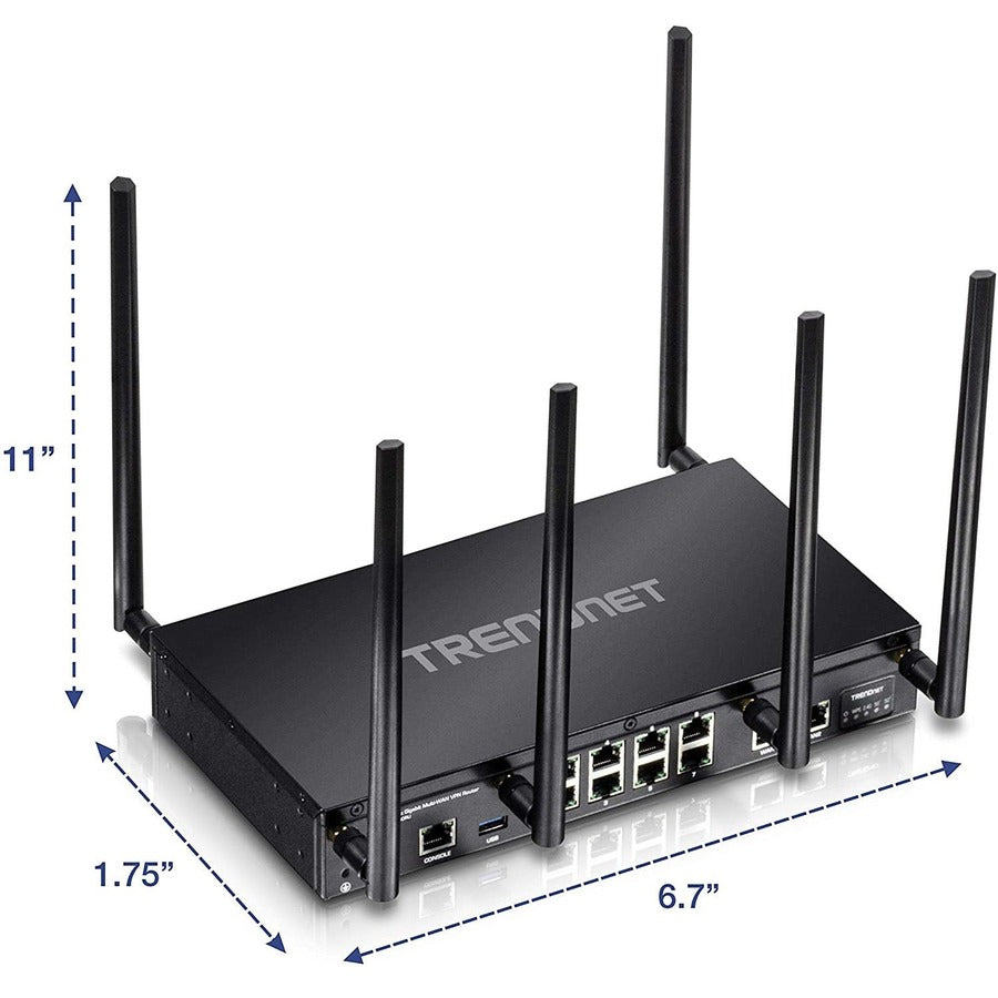 TRENDnet AC3000 Tri-Band Wireless Gigabit Dual-WAN VPN SMB Router, MU-MIMO, Wave 2,Internet Router, Whole Office-Home Wifi, Pre-Encrypted Wireless, QoS,Inter-VLAN Routing, Black, TEW-829DRU