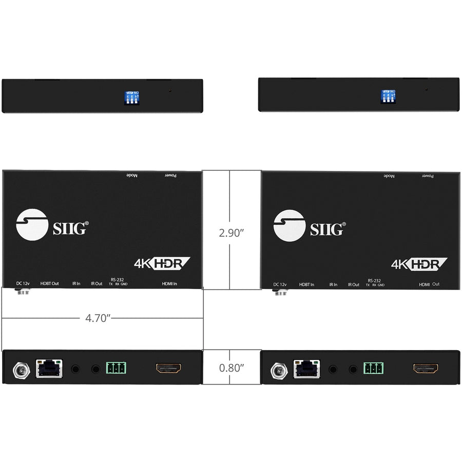 SIIG 4K HDR HDMI 2.0 HDBaseT Extender Over Single Cat5e/6 with RS-232 & IR - 100m