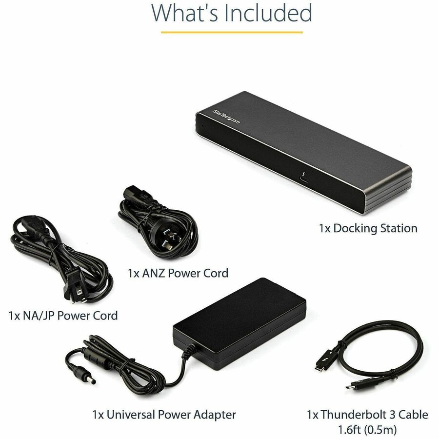 StarTech.com Thunderbolt 3 Dock, Dual 4K 60Hz Monitor TB3 Docking Station with DisplayPort, HDMI & 1080p VGA, 85W Power Delivery, TAA