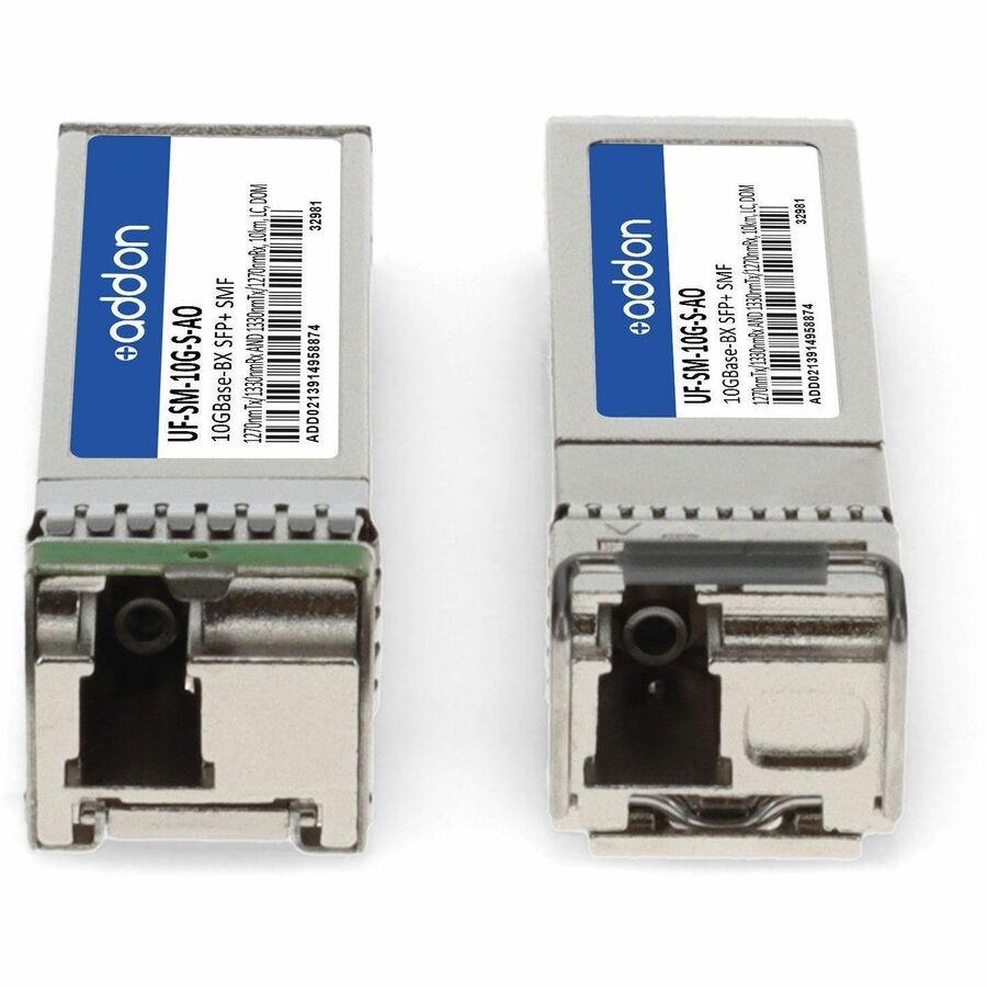 AddOn 1 Pair of Ubiquiti UF-SM-10G-S Comp TAA Compliant 10GBase-BX SFP+ Transceiver (SMF, 1270nmTx/1330nmRx and 1330nmTx/1270nmRx, 10km, LC, DOM)