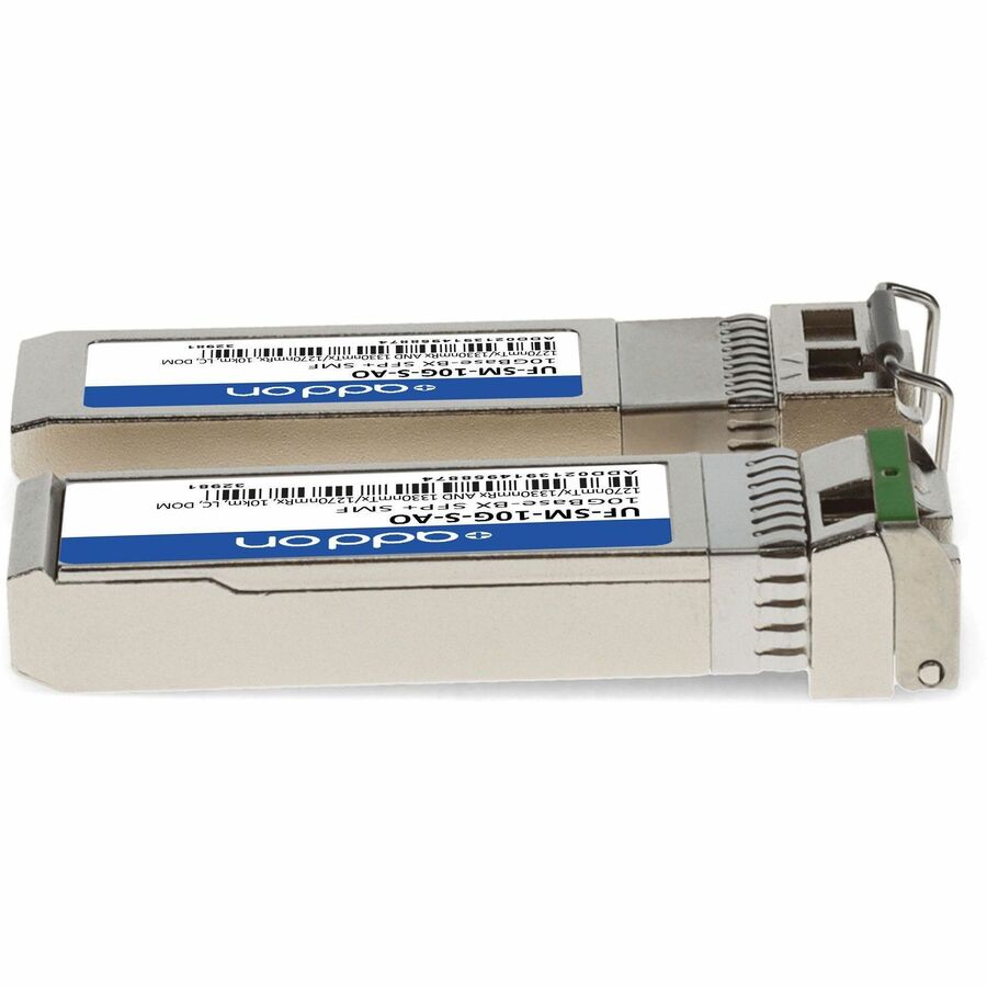 AddOn 1 Pair of Ubiquiti UF-SM-10G-S Comp TAA Compliant 10GBase-BX SFP+ Transceiver (SMF, 1270nmTx/1330nmRx and 1330nmTx/1270nmRx, 10km, LC, DOM)