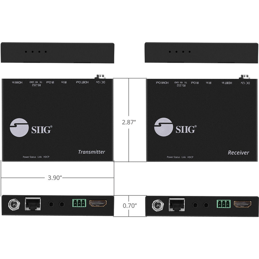 SIIG 4K HDMI HDBaseT Extender Over Single Cat5e/6 with RS-232, IR & PoC - 100m