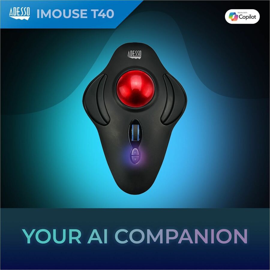 Adesso iMouse T40 Wireless Programmable Ergonomic Trackball Mouse
