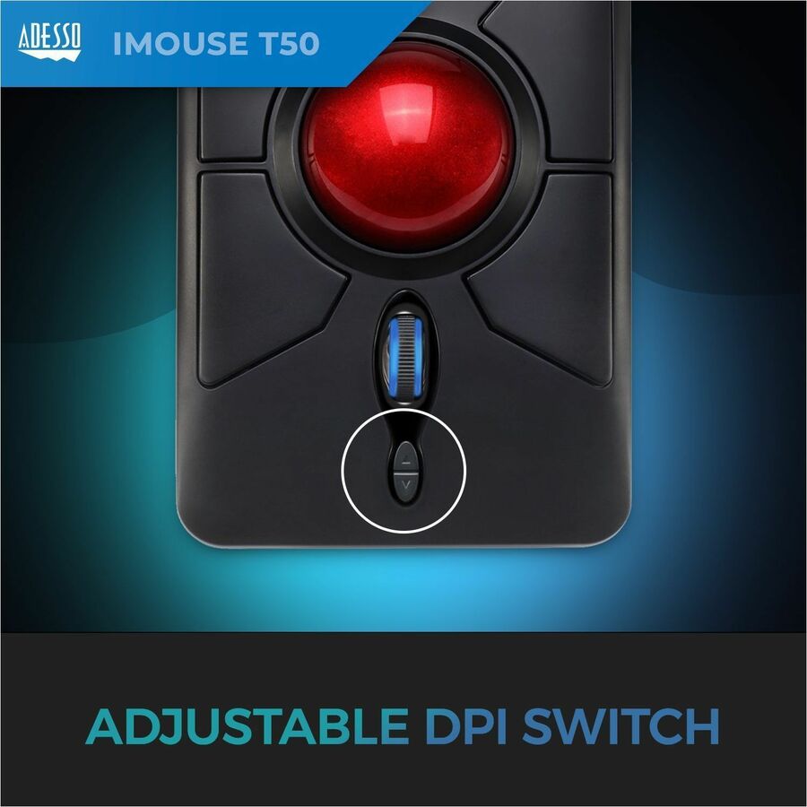 Adesso iMouse T50 Wireless Programmable Ergonomic Trackball Mouse