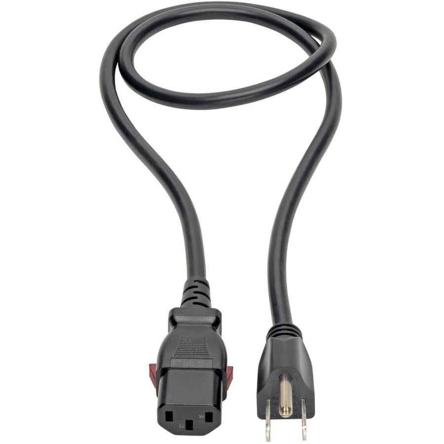 Eaton Tripp Lite Series Computer Power Cord, NEMA 5-15P to Locking C13 - 10A, 125V, 18 AWG, 3 ft. (0.91 m)