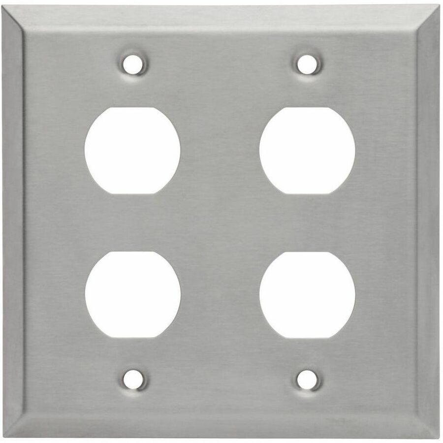 Eaton Tripp Lite Series 4 Port Double Gang Faceplate, Stainless Steel, Industrial Grade, IP44, TAA