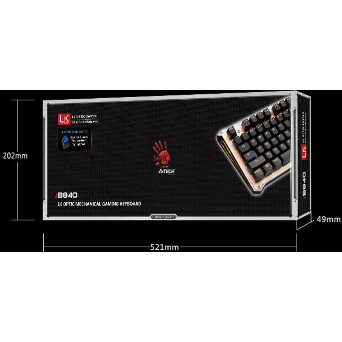 Bloody Gaming Optical Mechanical Gaming Keyboard, Backlit Adjustable