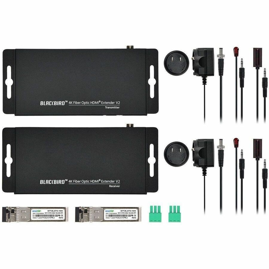 Monoprice Blackbird 4K60 Video Extender with HDMI over Fiber Optic Cable up to 33,000 feet (10,000m), Supports IR and RS-232