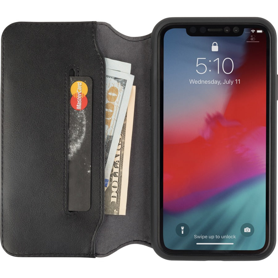 This stylish folio-style vegan leather wallet case can carry your cards and cash, while protecting your iPhone. With a simple flip, Overture turns into a convenient stand for watching videos and browsing the web.