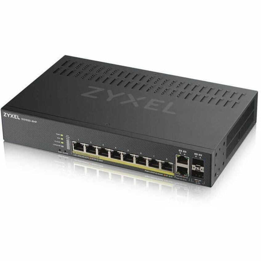 ZYXEL GS1920-8HPv2 8-Port Gigabit Smart Nebula Cloud Managed PoE Switch | 8 PoE+ Ports at 130W with 2 SFP Uplinks